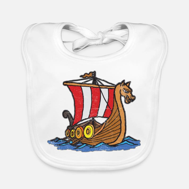 Handgemaltes Wikinger Boot Schiff Baby Bio-Lätzchen