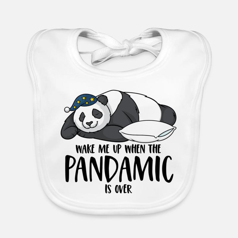 Panda disant Réveillez-moi quand le pandamic est terminé Bavoir bio Bébé