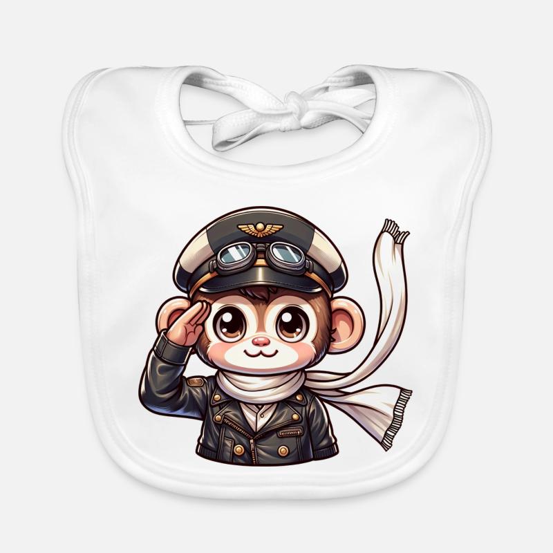 Cute Monkey Pilot Baby Bio-Lätzchen
