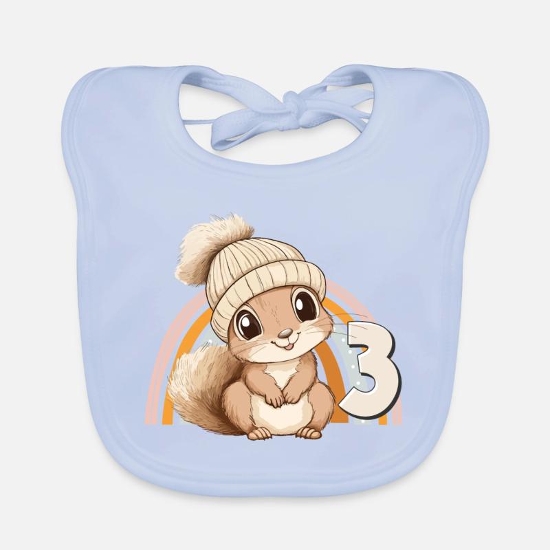 3. Geburtstag Eichhörnchen Regenbogen Süß Niedlich Baby Bio-Lätzchen