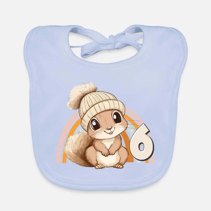 6. Geburtstag Eichhörnchen Regenbogen Süß Niedlich Baby Bio-Lätzchen