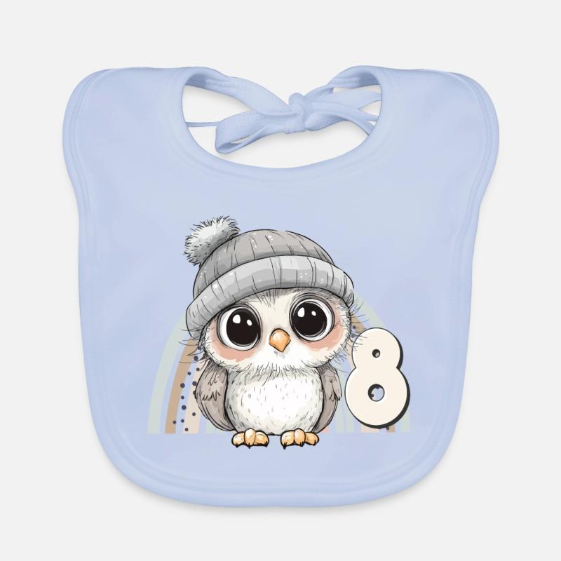 8. Geburtstag Eule Regenbogen Süß Niedlich Baby Bio-Lätzchen