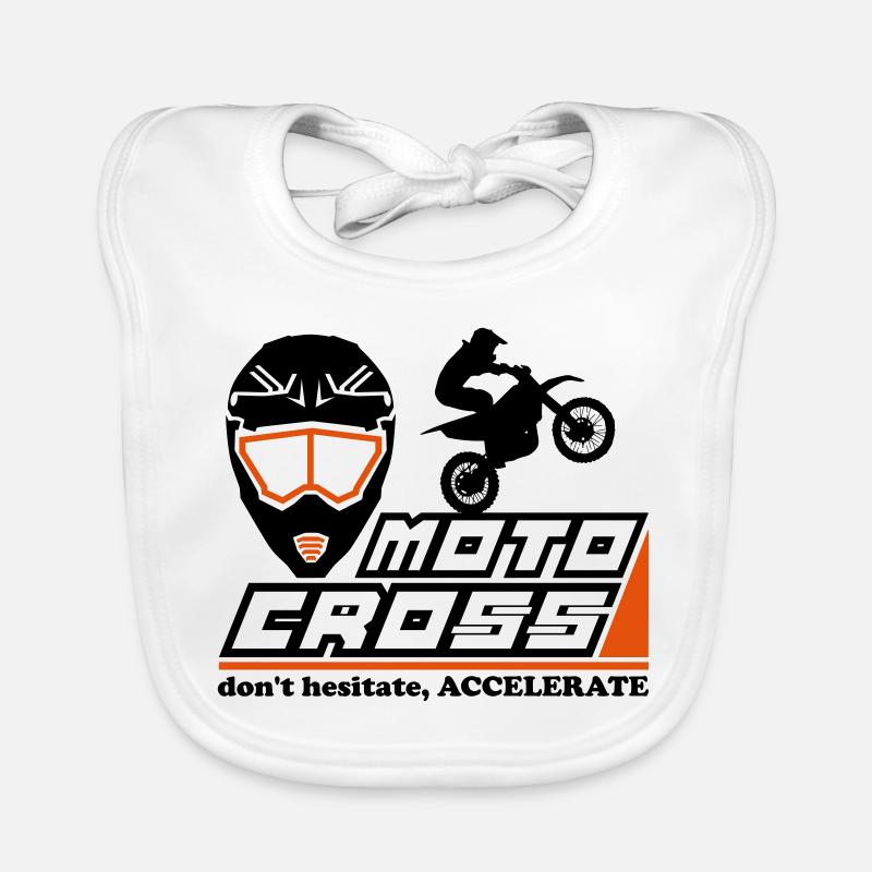 motocross - Bavoir bio Bébé - blanc