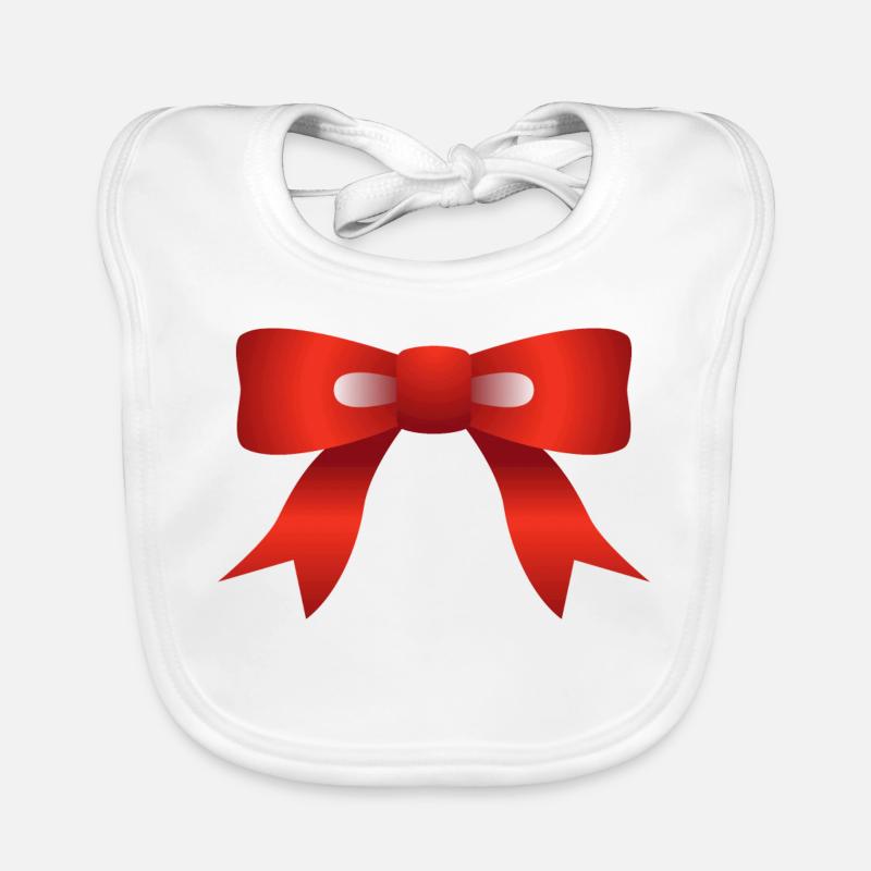 Red ribbon Christmas gift idea Organic Baby Bibs