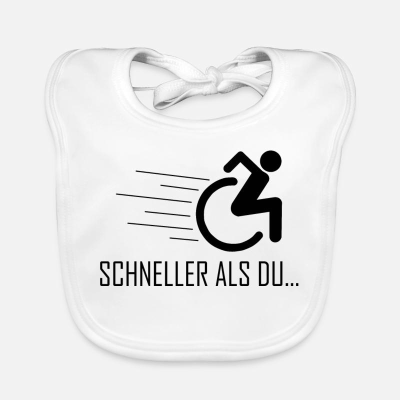 Behinderung schwarzer Humor Rollstuhl Handicap Baby Bio-Lätzchen