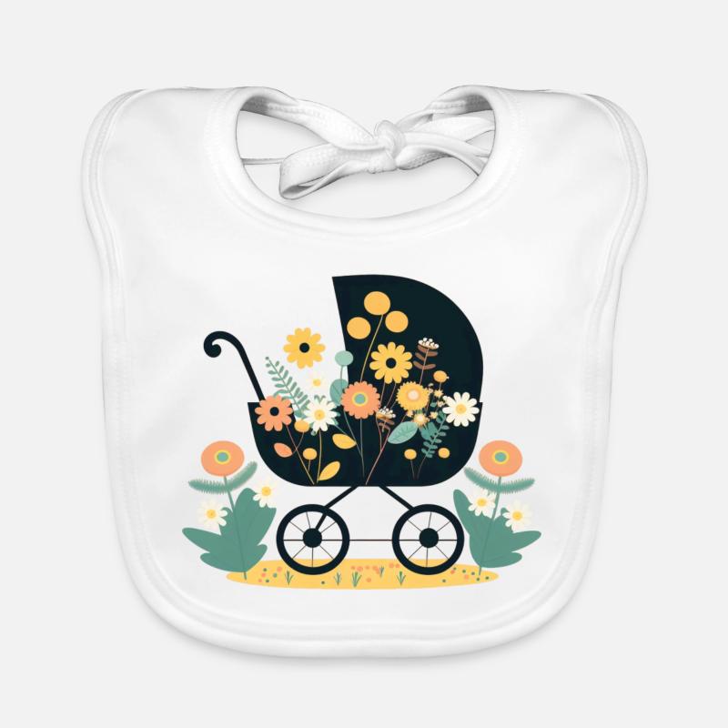 Flowery stroller 5 Organic Baby Bibs