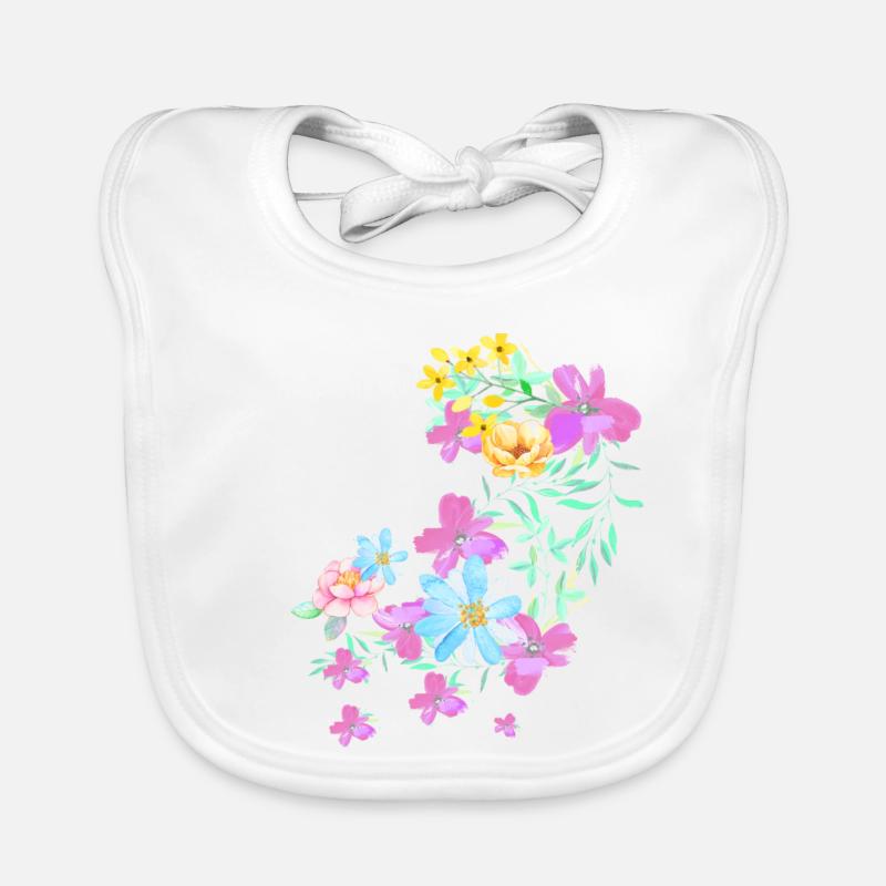 fleurs,fleur,floral, fleur, prairie, vrille Bavoir bio Bébé