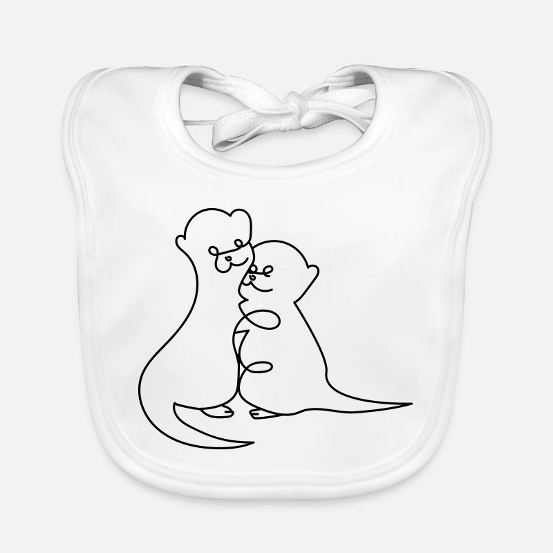 Otter One Line Drawing Organic Baby Bibs