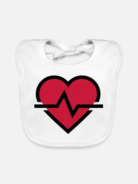 Heartbeat pulse - Organic Baby Bibs - white - Front