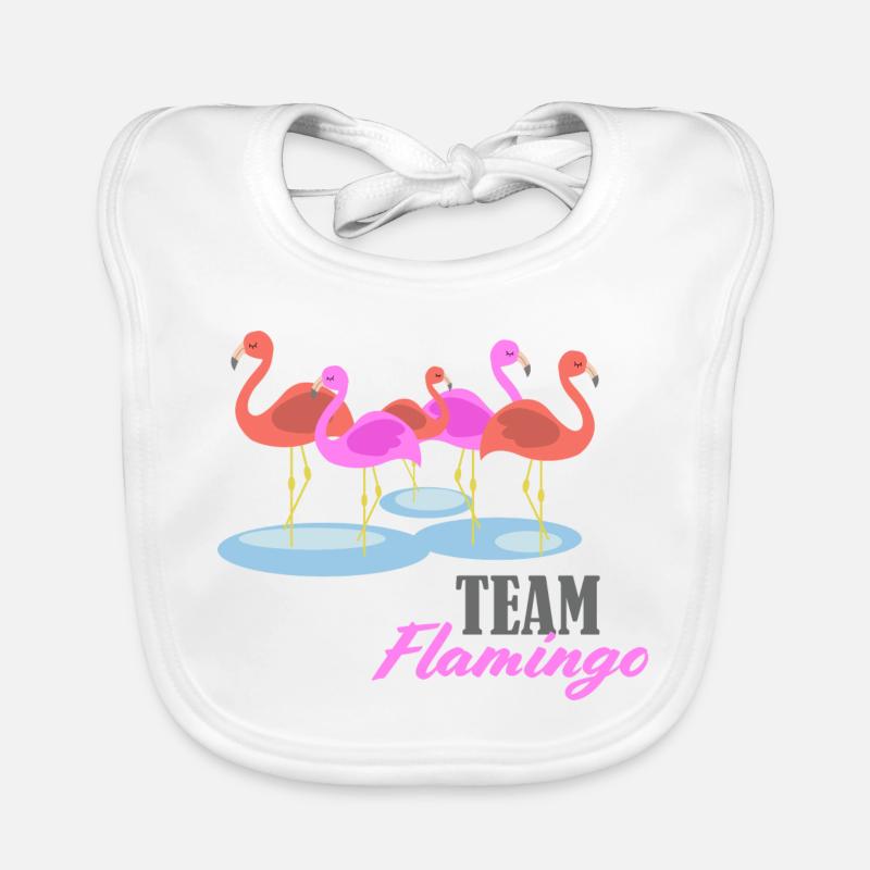 Flamingo Team Gruppe Schwarm - Baby Bio-Lätzchen - Weiß