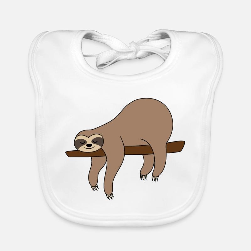 Sloth sleeping on branch sloth brown funny lazy Organic Baby Bibs