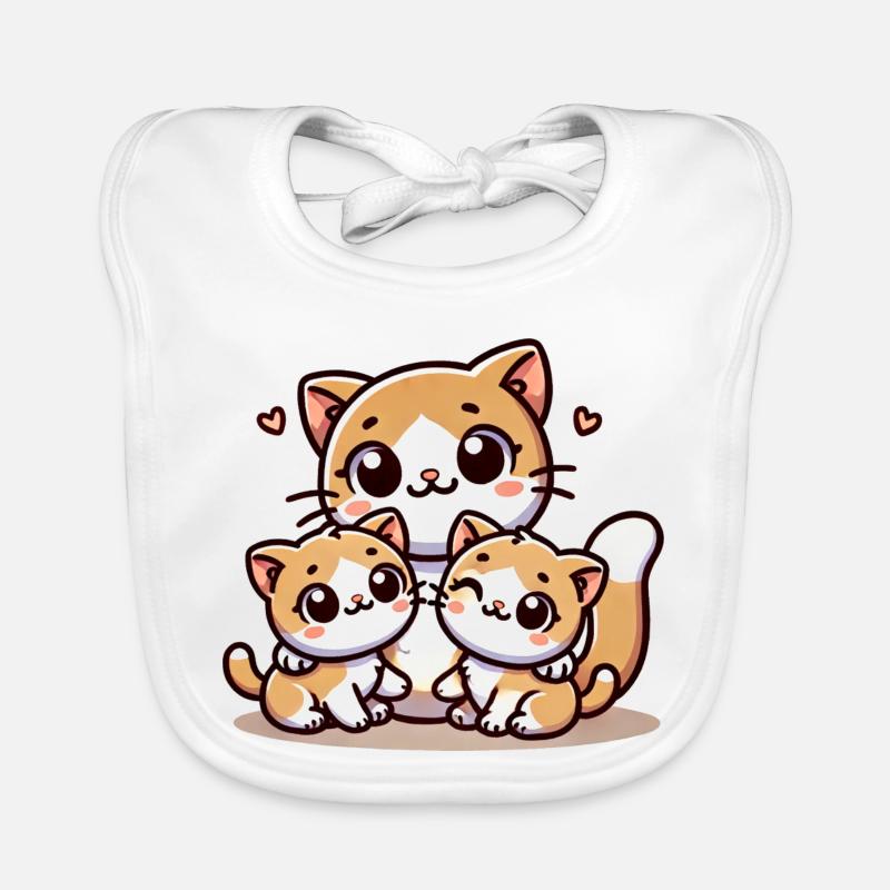 Parent chat aimant avec deux enfants mignons Bavoir bio Bébé