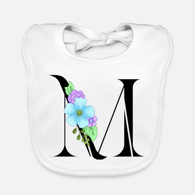 Elégante lettre 'M' avec des fleurs Bavoir bio Bébé