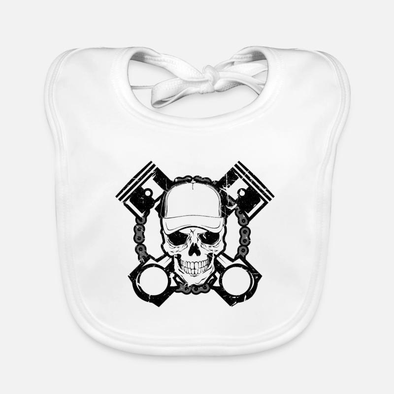 Mechanic skull gift gift idea Organic Baby Bibs