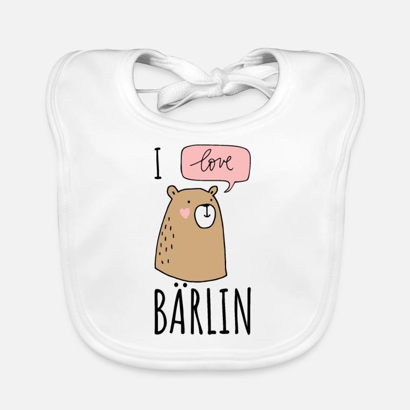 I LOVE BERLIN | Bärlin Bär - Baby Bio-Lätzchen - Weiß