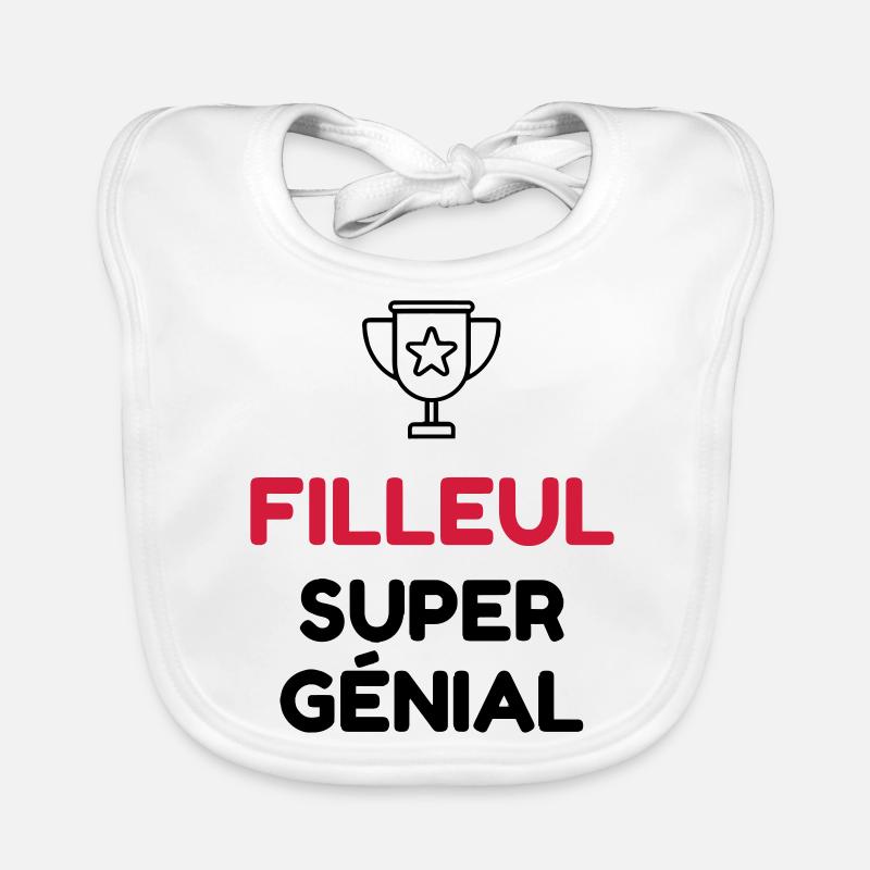 Filleul / Filleule / Parrain / Marraine / Bébé - Bavoir bio Bébé - blanc