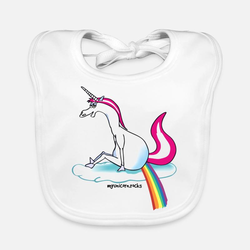 Unicorn pooping rainbow - Einhorn pupst Regenbogen Baby Bio-Lätzchen
