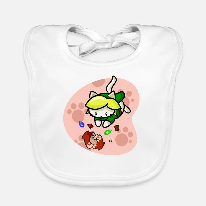 Cat Hero Video Game Ruby avec lien de fond - Bavoir bio Bébé - blanc