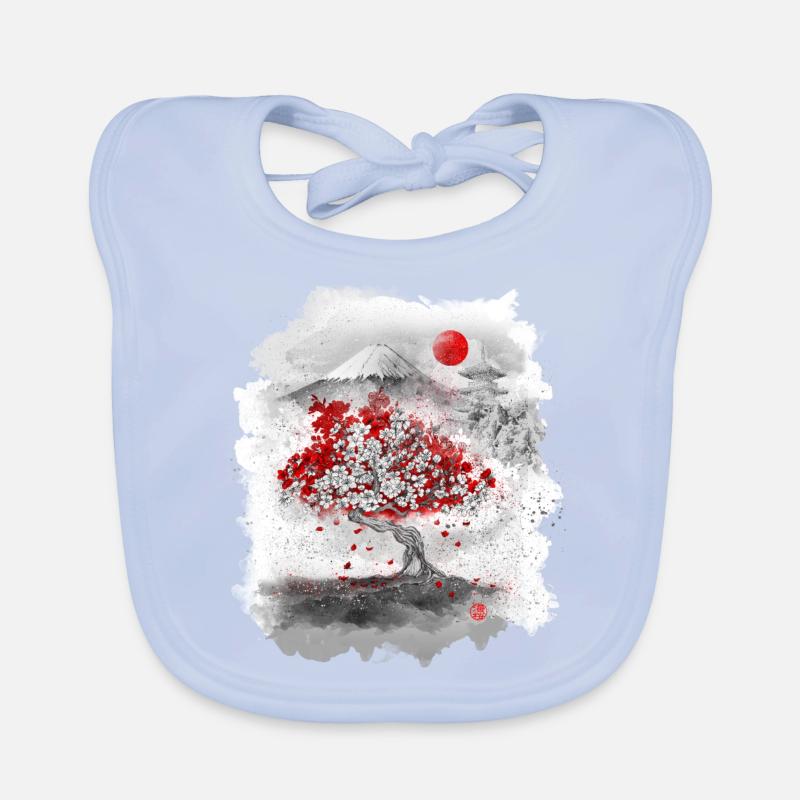 Mount Fuji hinter einem Kirschbaum Baby Bio-Lätzchen