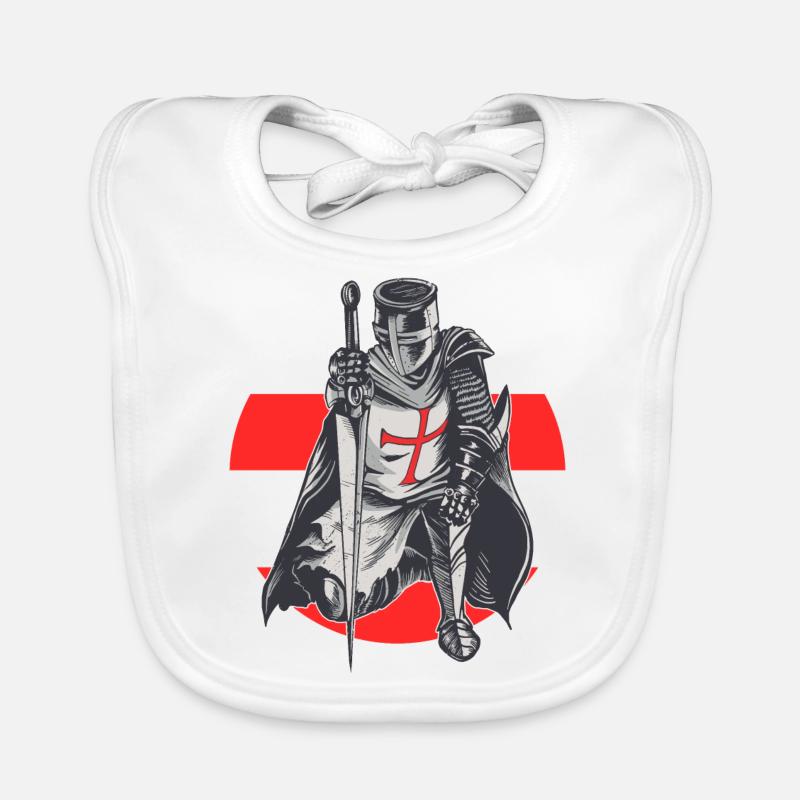 Knight Red White Templer order medieval armor Organic Baby Bibs