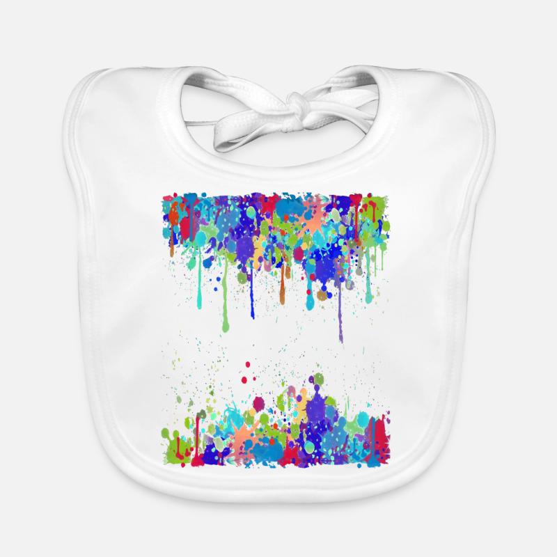 Crazy Multicolored Running Splashes 2 Organic Baby Bibs