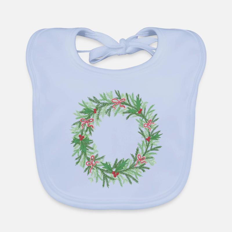 Weihnachtskranz mit roten Schleifen Baby Bio-Lätzchen
