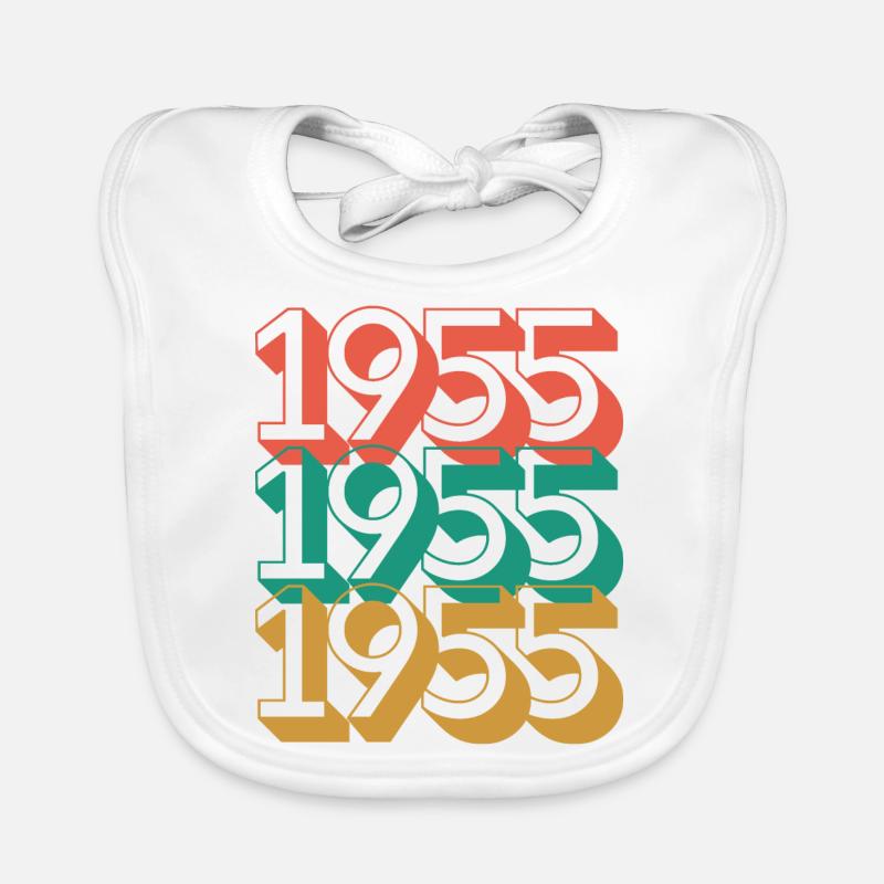 Anniversaire année 1955 / Vintage 1955 - Bavoir bio Bébé - blanc