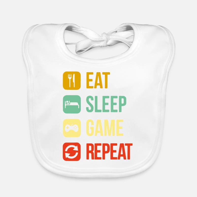 eat sleep repeat Videospiel Baby Bio-Lätzchen