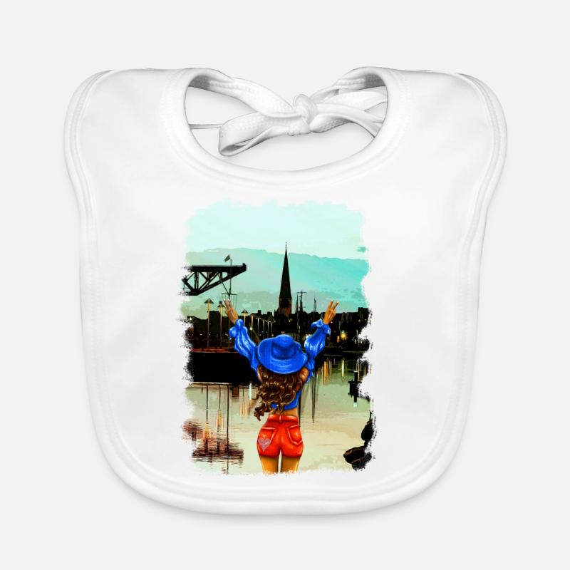 Rostock Stadthafen Illustration Baby Bio-Lätzchen