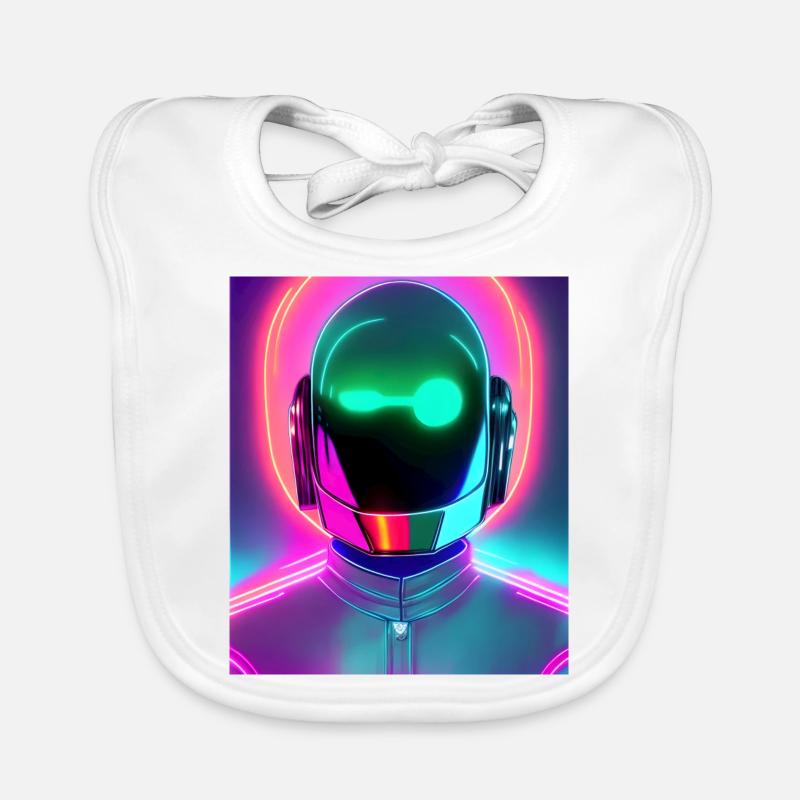 neon synthwave style robot néon - Bavoir bio Bébé - blanc