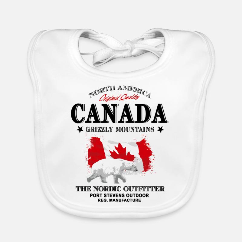 Canada - Ours polaire - Drapeau du Canada Bavoir bio Bébé