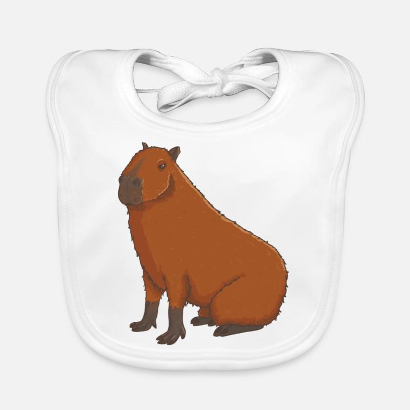 Capybara sits Organic Baby Bibs