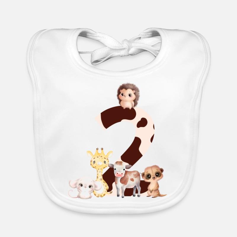2nd Anniversary - Second Anniversary Animals Organic Baby Bibs