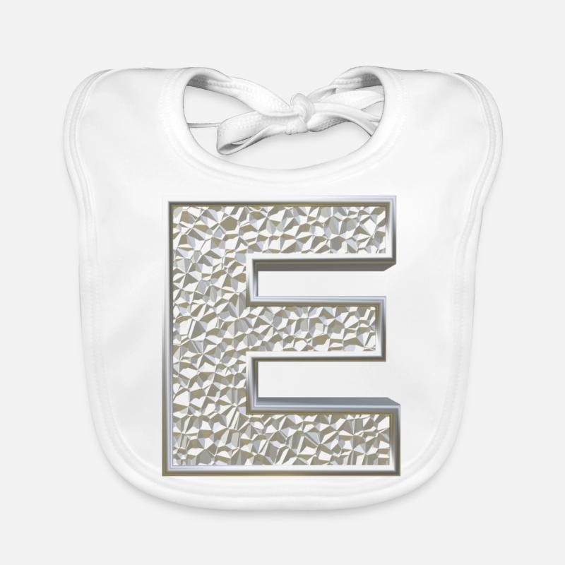 E, letter, letter E, initial, initial E, monogram, Organic Baby Bibs