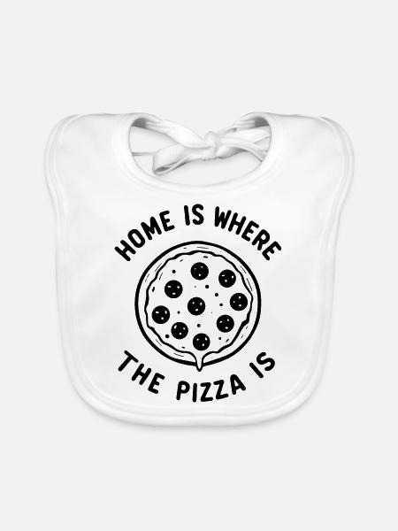Home is Where the Pizza is - Organic Baby Bibs - white - Front
