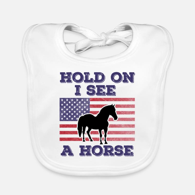 Cheval Drapeau Américain Cadeau Original Drôle Bavoir bio Bébé