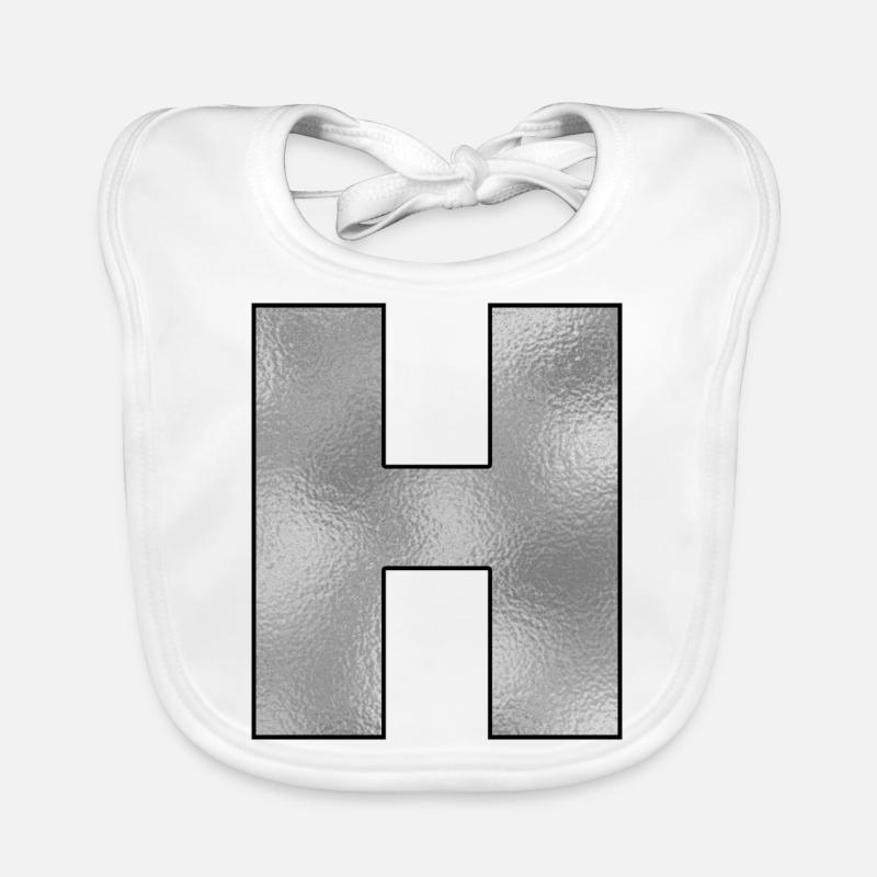 Letter H Silver Organic Baby Bibs