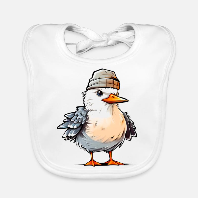 Cool seagull with hat Organic Baby Bibs