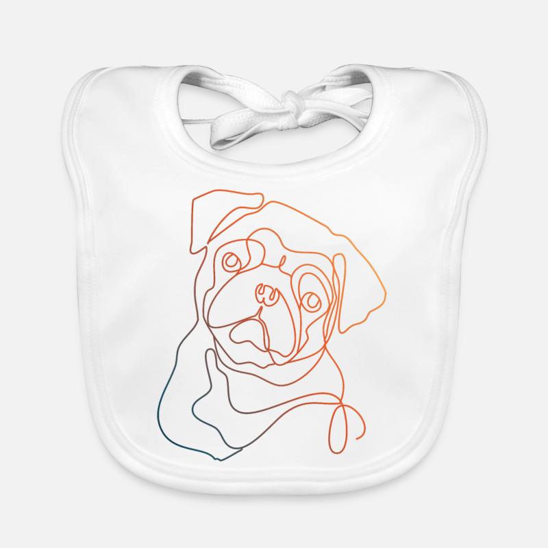 COLORFUL LINEAR PUG Organic Baby Bibs