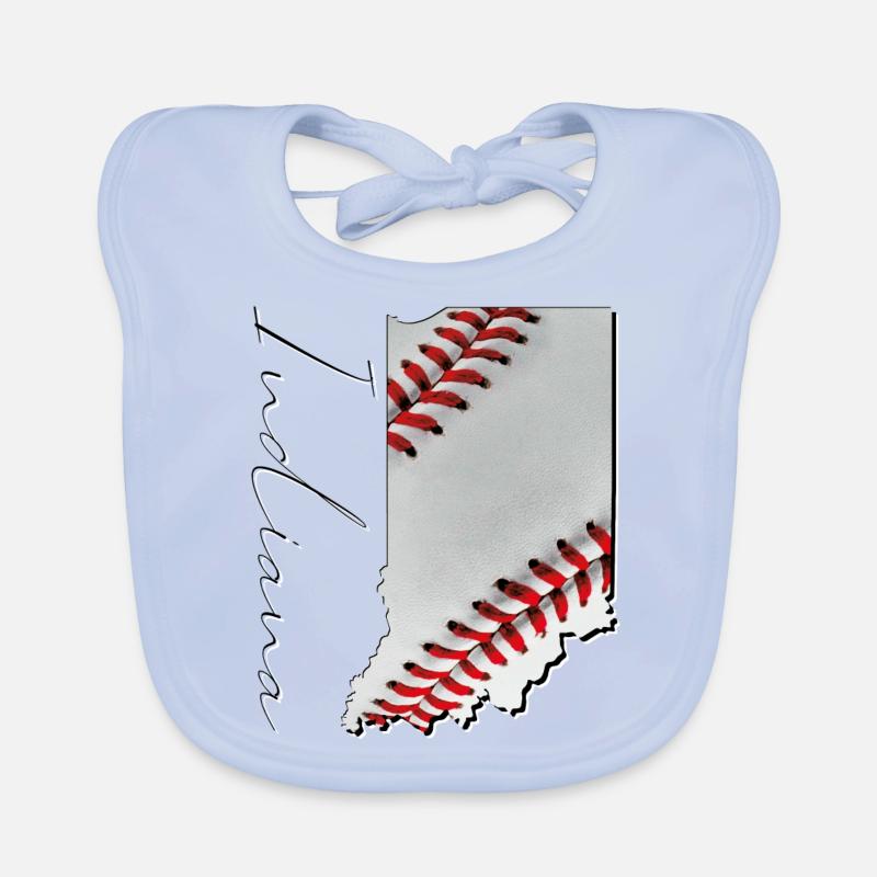 Real Baseball in the Indiana State Map IN Organic Baby Bibs