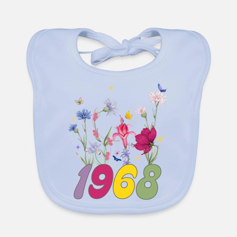 Année de naissance 1968 fleurs sauvages Bavoir bio Bébé