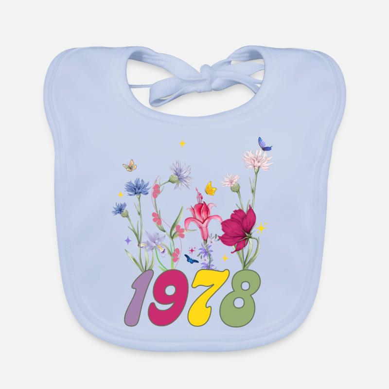 Année de naissance 1978 fleurs sauvages Bavoir bio Bébé