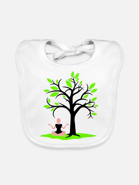 Méditation Sous l’arbre Forêt Transe Femme Médite - Bavoir bio Bébé - blanc - Devant