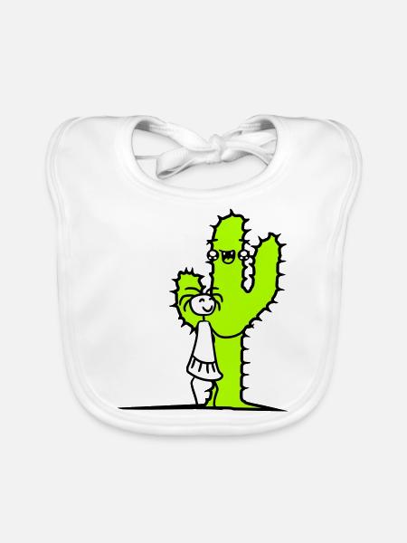 Cactus câlin fille Cactus amour mignon épineux - Bavoir bio Bébé - blanc - Devant
