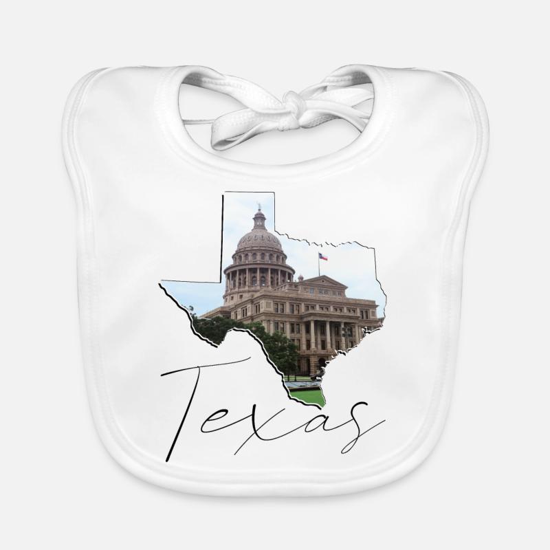 Capitole de l’État du Texas dans la carte de l’État du Texas TX Bavoir bio Bébé