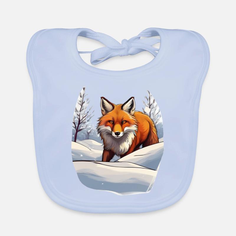 A fox in the snow Organic Baby Bibs