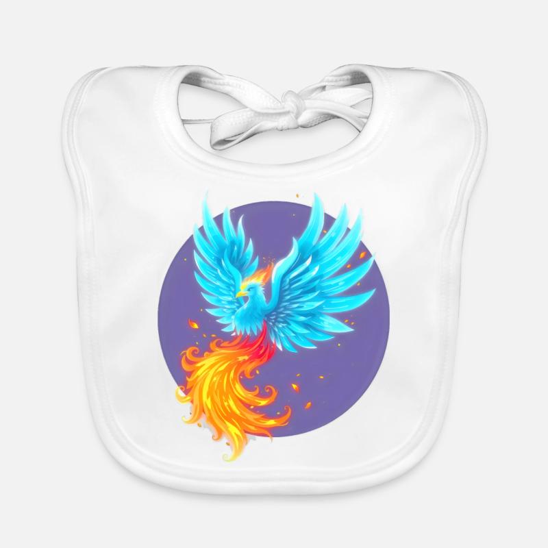 Cool Blue Burning Phoenix Organic Baby Bibs
