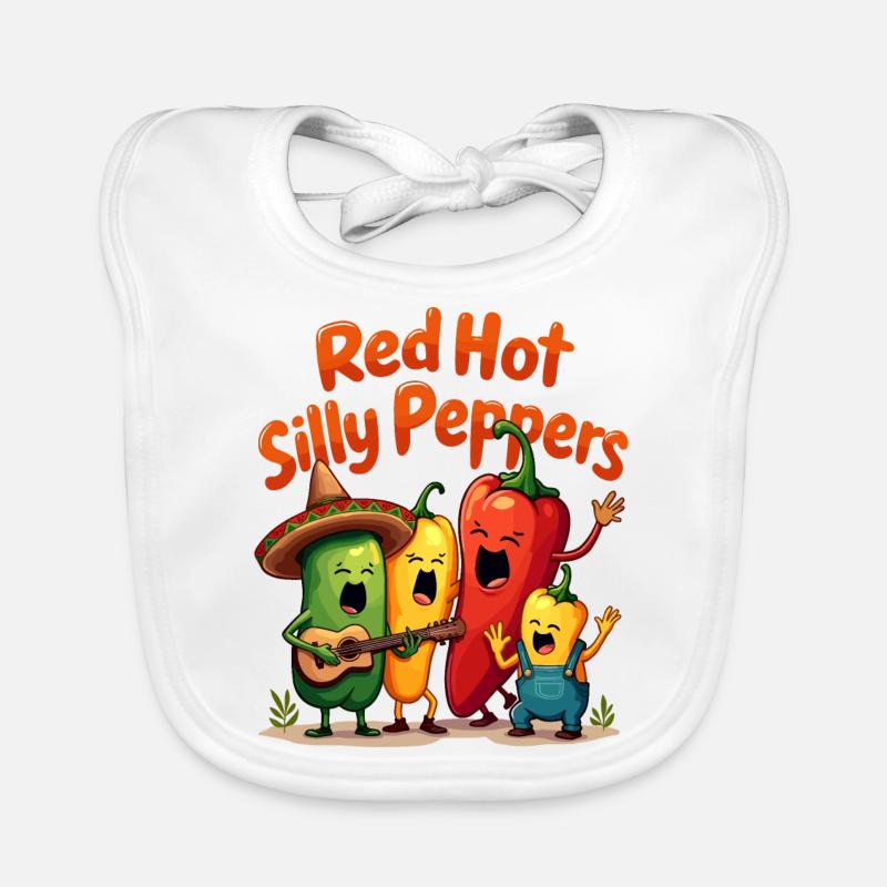 Piments ridicules rouges - Bavoir bio Bébé - blanc