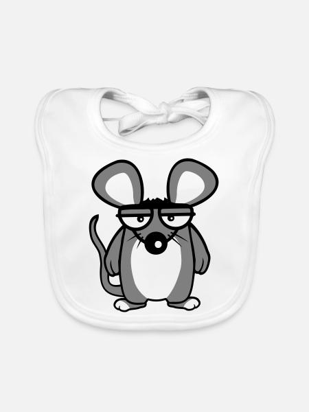 Mouse looks angry angry frustrated angry aggressive - Organic Baby Bibs - white - Front