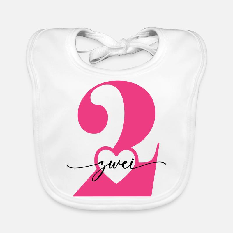 Ziffer Zwei 2 mit Herz Baby Bio-Lätzchen